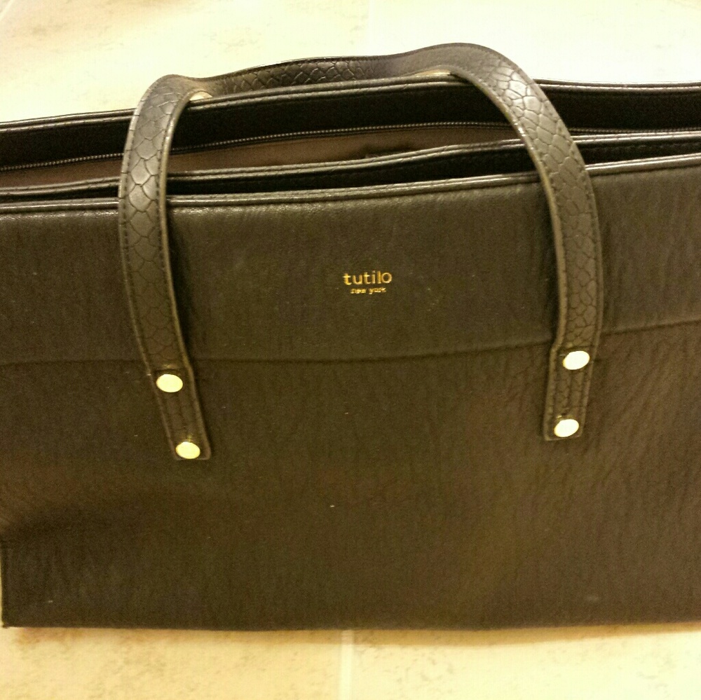 Tutilo black Leather work/travel bag